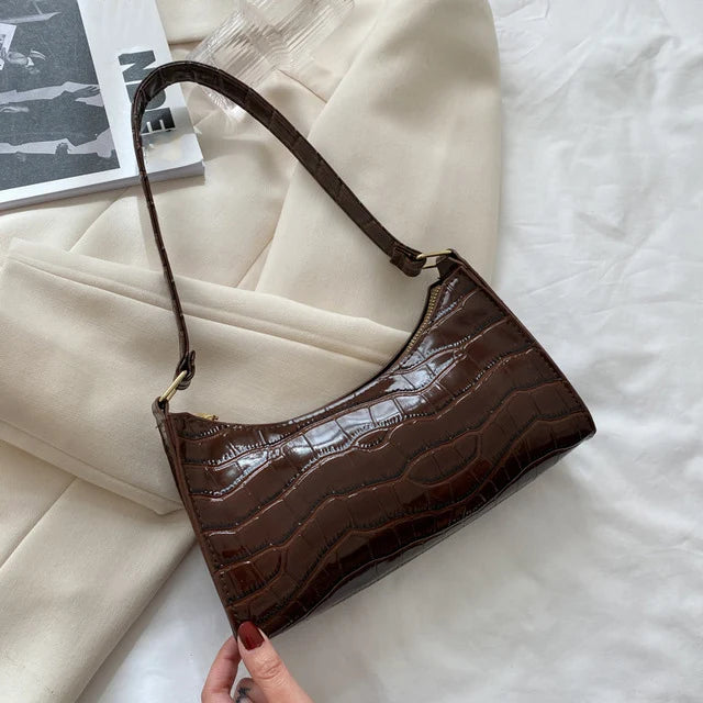 Bolso de Hombro Mujer Piel Sintética Estilo Cocodrilo