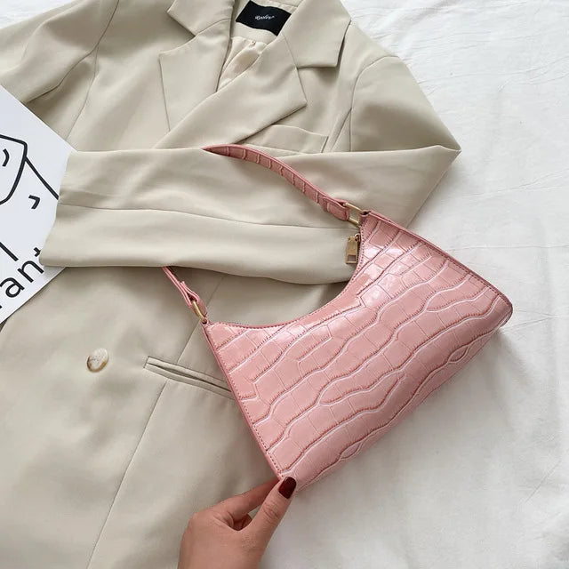 Bolso de Hombro Mujer Piel Sintética Estilo Cocodrilo