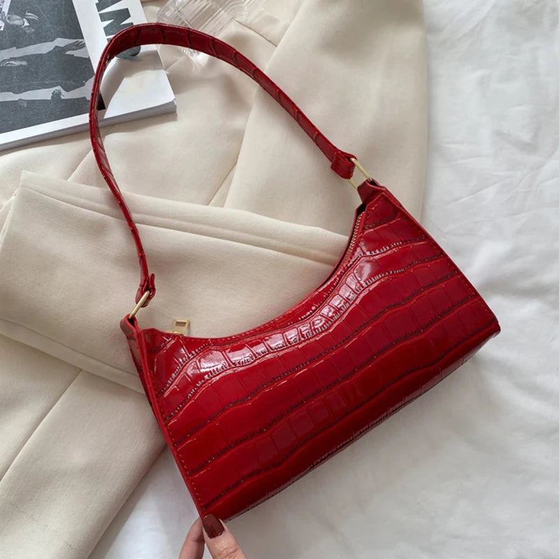 Bolso de Hombro Mujer Piel Sintética Estilo Cocodrilo