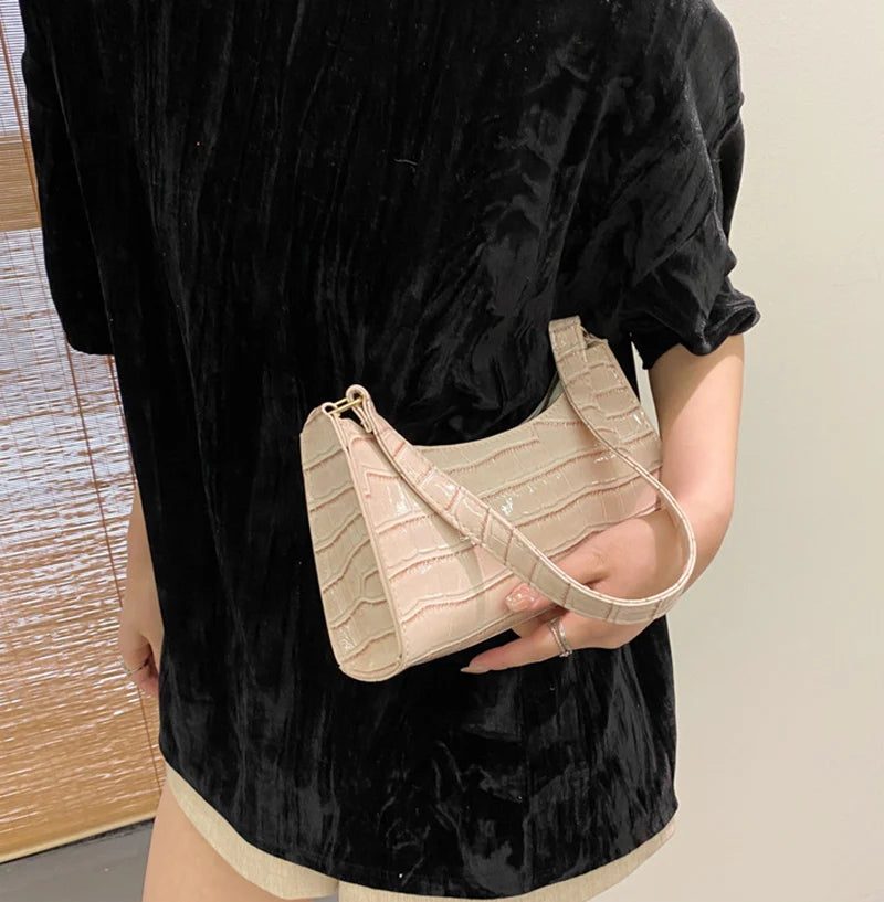 Bolso de Hombro Mujer Piel Sintética Estilo Cocodrilo
