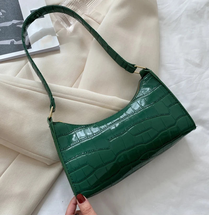 Bolso de Hombro Mujer Piel Sintética Estilo Cocodrilo