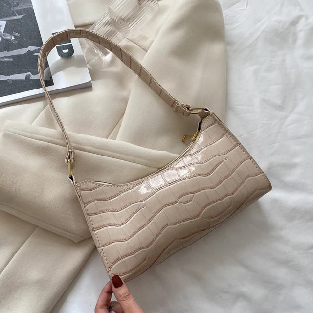 Bolso de Hombro Mujer Piel Sintética Estilo Cocodrilo
