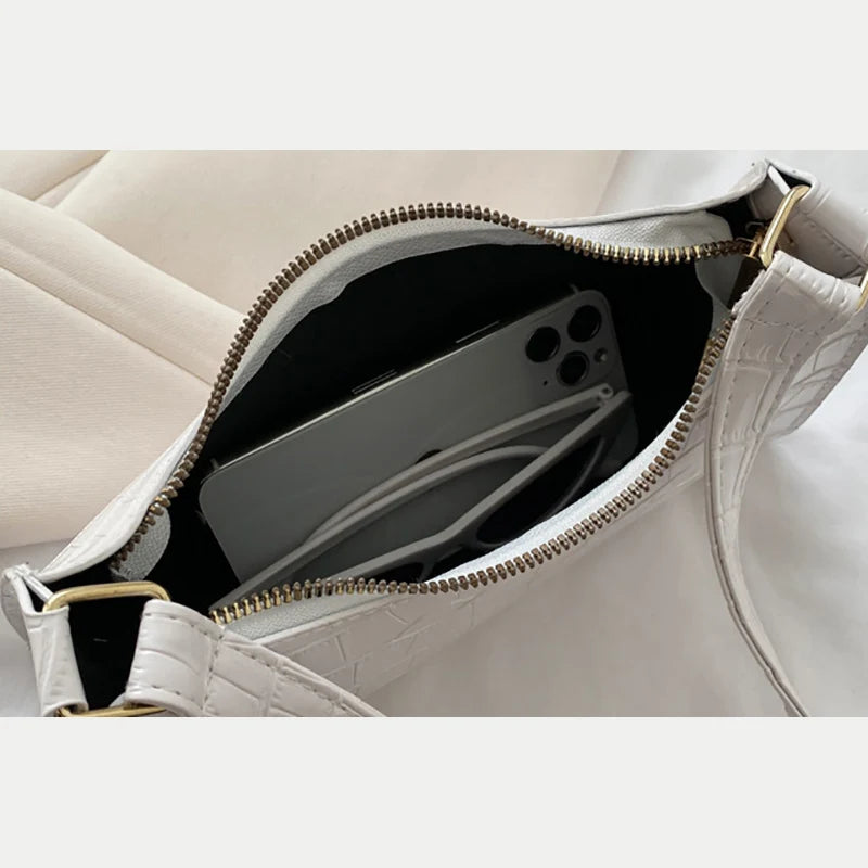 Bolso de Hombro Mujer Piel Sintética Estilo Cocodrilo