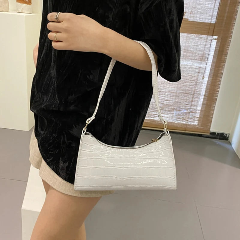 Bolso de Hombro Mujer Piel Sintética Estilo Cocodrilo