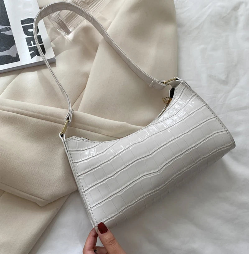 Bolso de Hombro Mujer Piel Sintética Estilo Cocodrilo