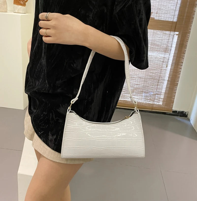 Bolso de Hombro Mujer Piel Sintética Estilo Cocodrilo