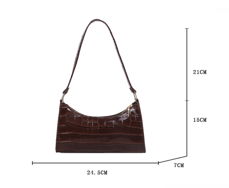 Bolso de Hombro Mujer Piel Sintética Estilo Cocodrilo
