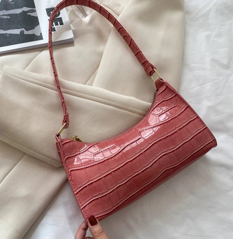 Bolso de Hombro Mujer Piel Sintética Estilo Cocodrilo