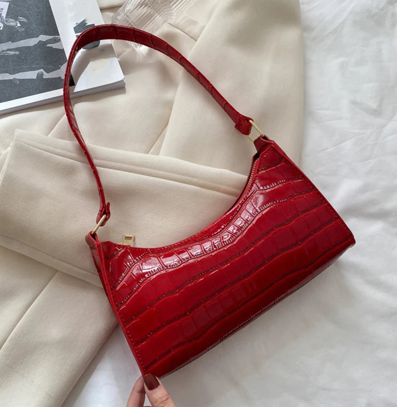 Bolso de Hombro Mujer Piel Sintética Estilo Cocodrilo