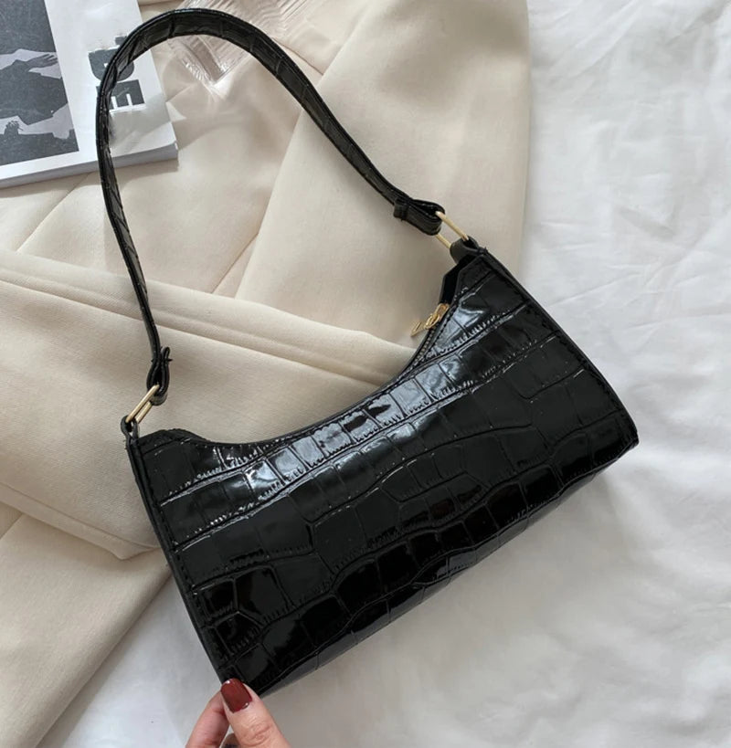 Bolso de Hombro Mujer Piel Sintética Estilo Cocodrilo