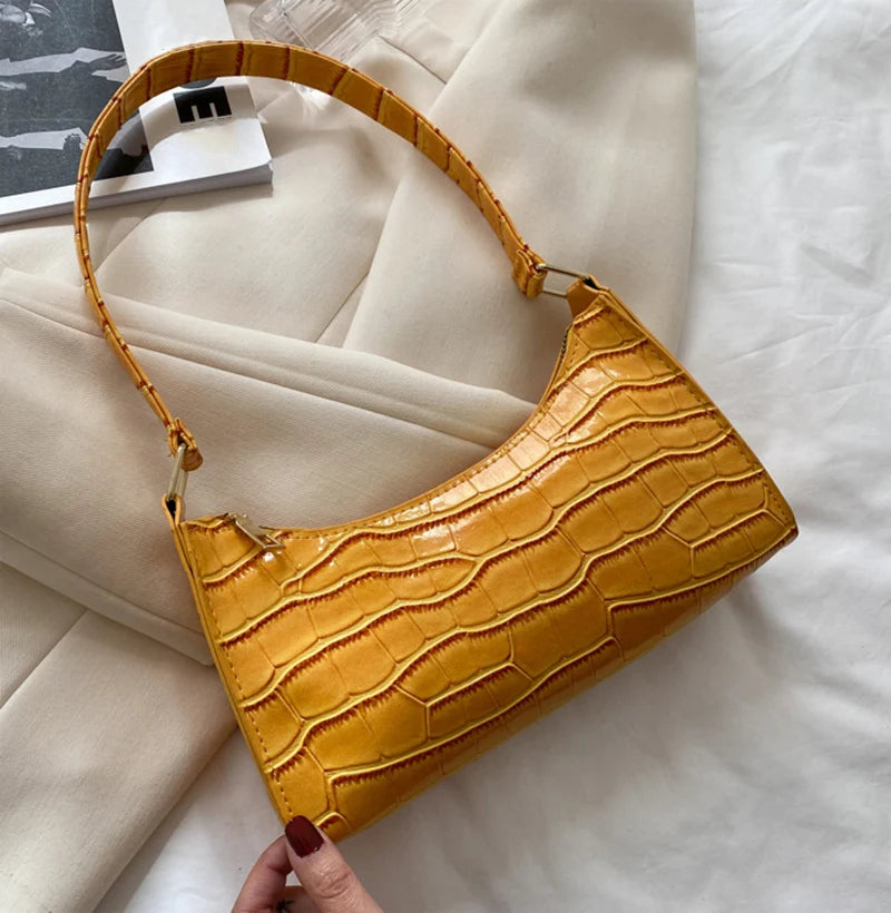Bolso de Hombro Mujer Piel Sintética Estilo Cocodrilo