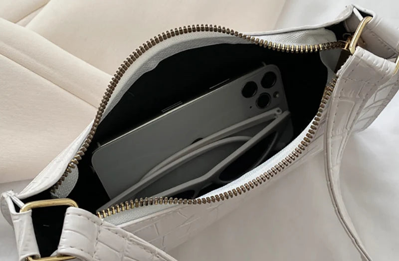 Bolso de Hombro Mujer Piel Sintética Estilo Cocodrilo