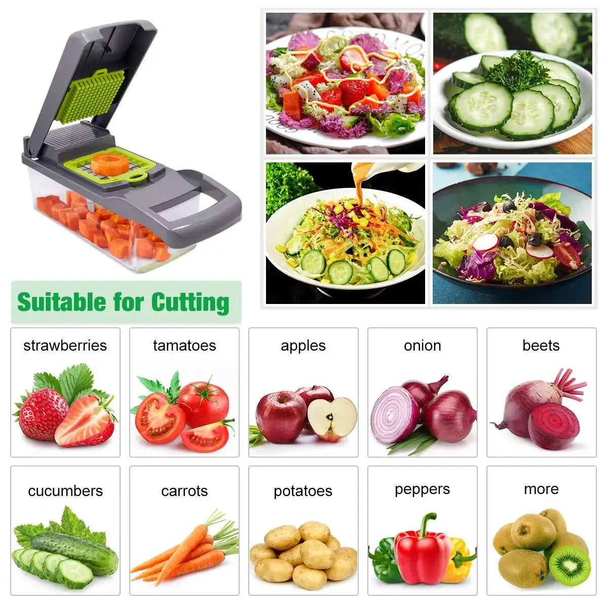 Cortador De Verduras Multifuncional Rallador Manual Para Frutas y Quesos ¡Todo Chido!