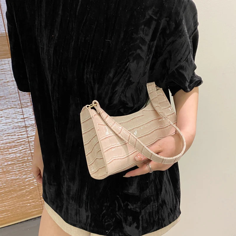 Bolso de Hombro Mujer Piel Sintética Estilo Cocodrilo