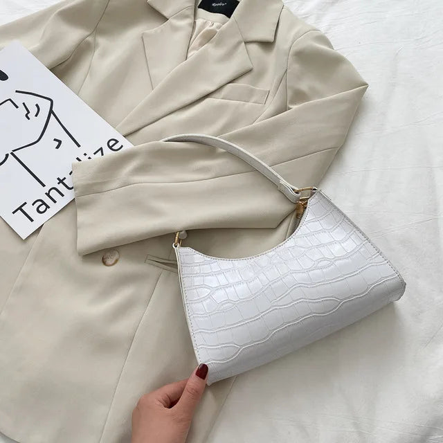 Bolso de Hombro Mujer Piel Sintética Estilo Cocodrilo