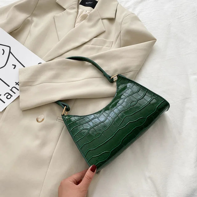 Bolso de Hombro Mujer Piel Sintética Estilo Cocodrilo