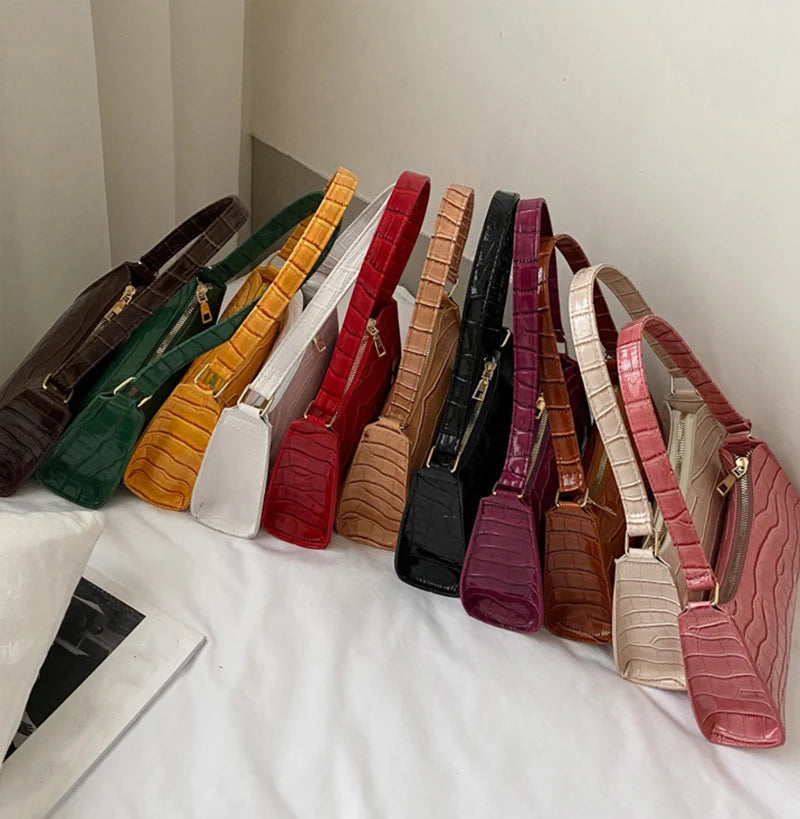Bolso de Hombro Mujer Piel Sintética Estilo Cocodrilo