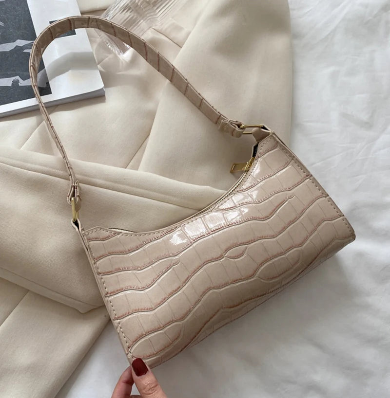 Bolso de Hombro Mujer Piel Sintética Estilo Cocodrilo
