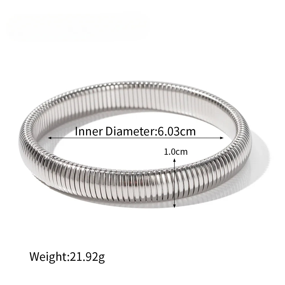 Brazalete de Acero Inoxidable Bañado en Oro 18k Tipo Serpiente