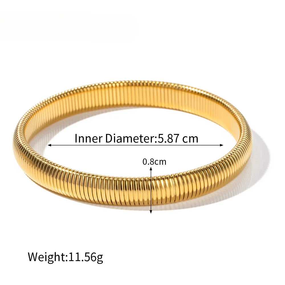 Brazalete de Acero Inoxidable Bañado en Oro 18k Tipo Serpiente