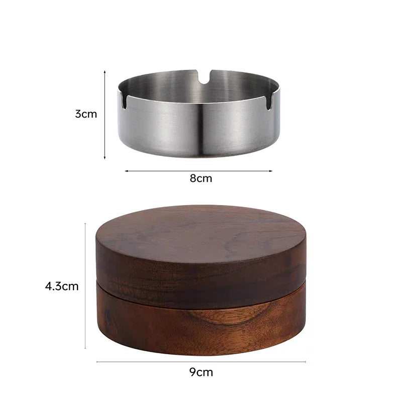 Cenicero Madera con Tapa – Acero inoxidable, oficina o casa ¡Todo Chido!