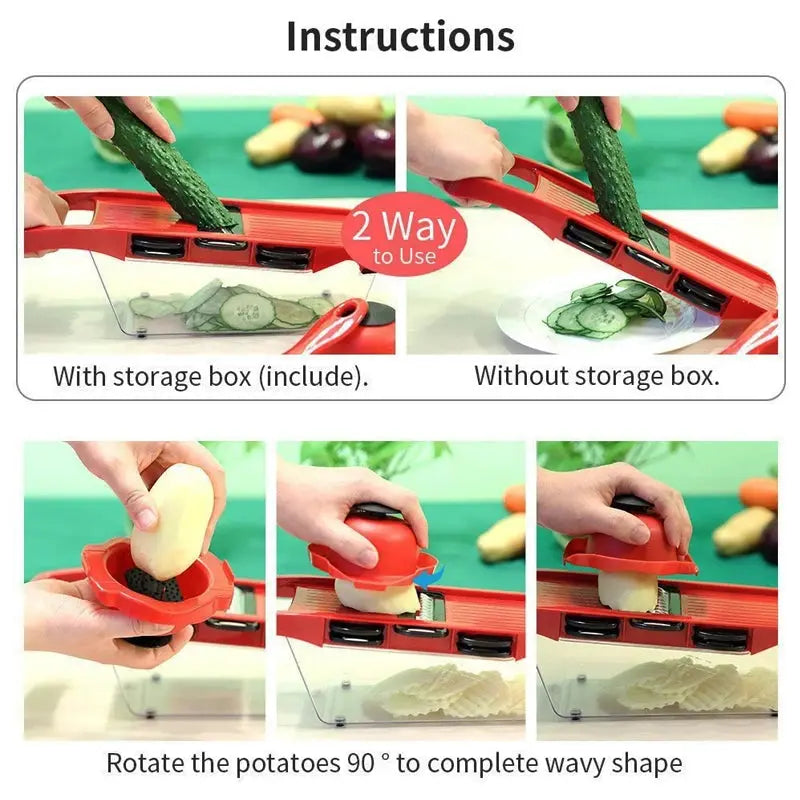 Cortador De Verduras Multifuncional Rallador Manual Para Frutas y Quesos ¡Todo Chido!