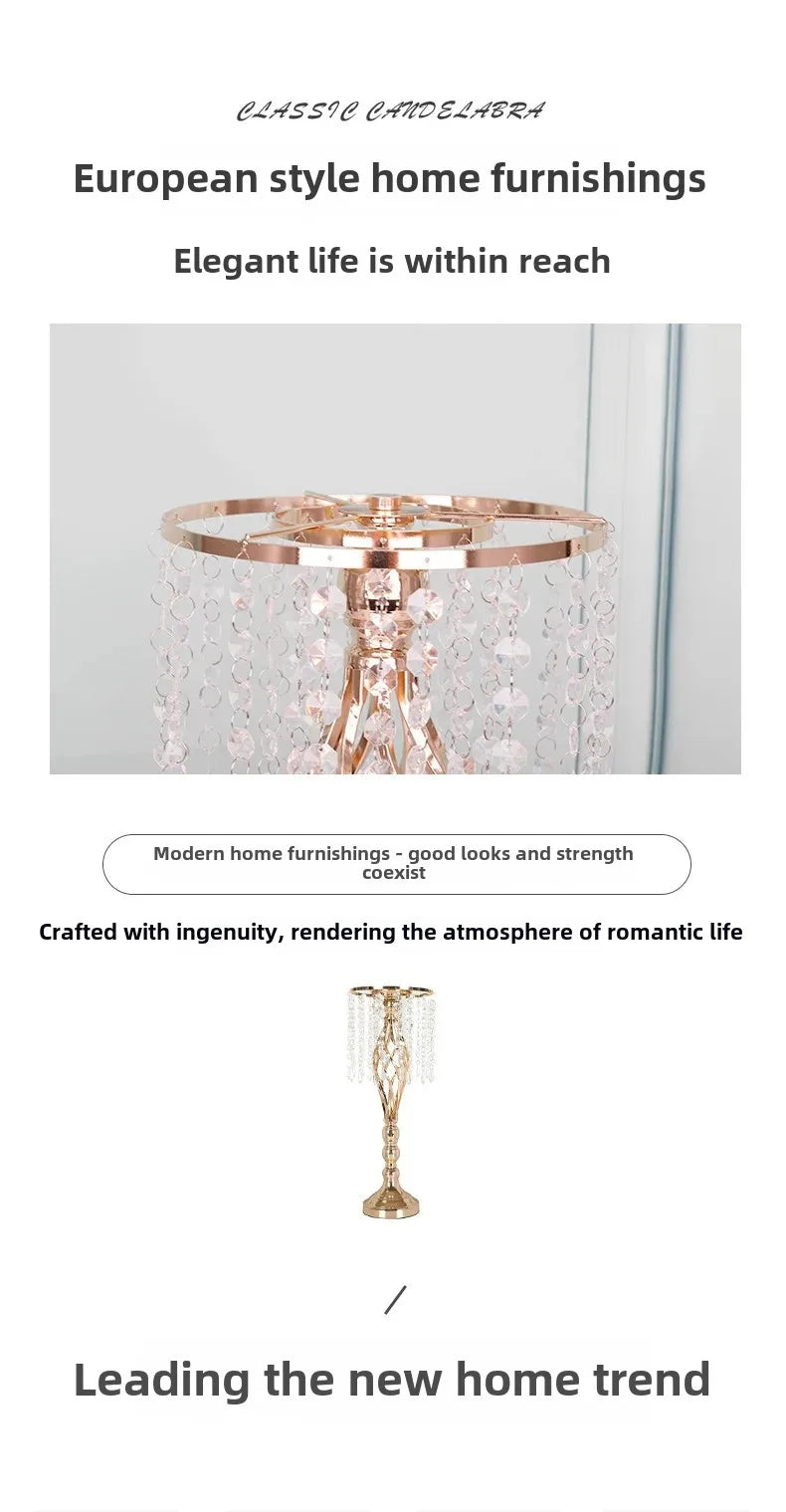 Wedding Decoration Props Iron Art Candle Holder Cable Knit Ornament Flower Rack Dining Table Decor Cross-Border Electroplated Ro