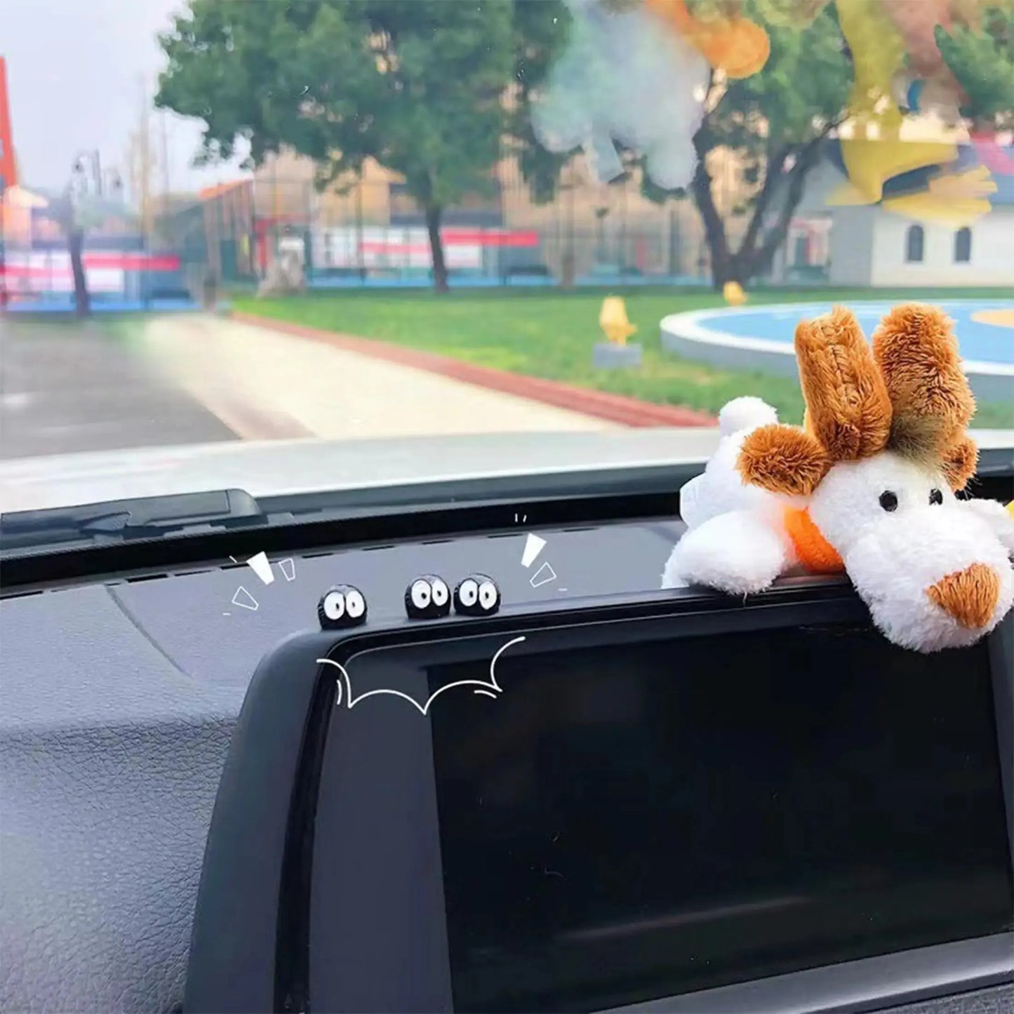 10PC Cartoon Big-Eyed Black Ball Car Interior Decorations