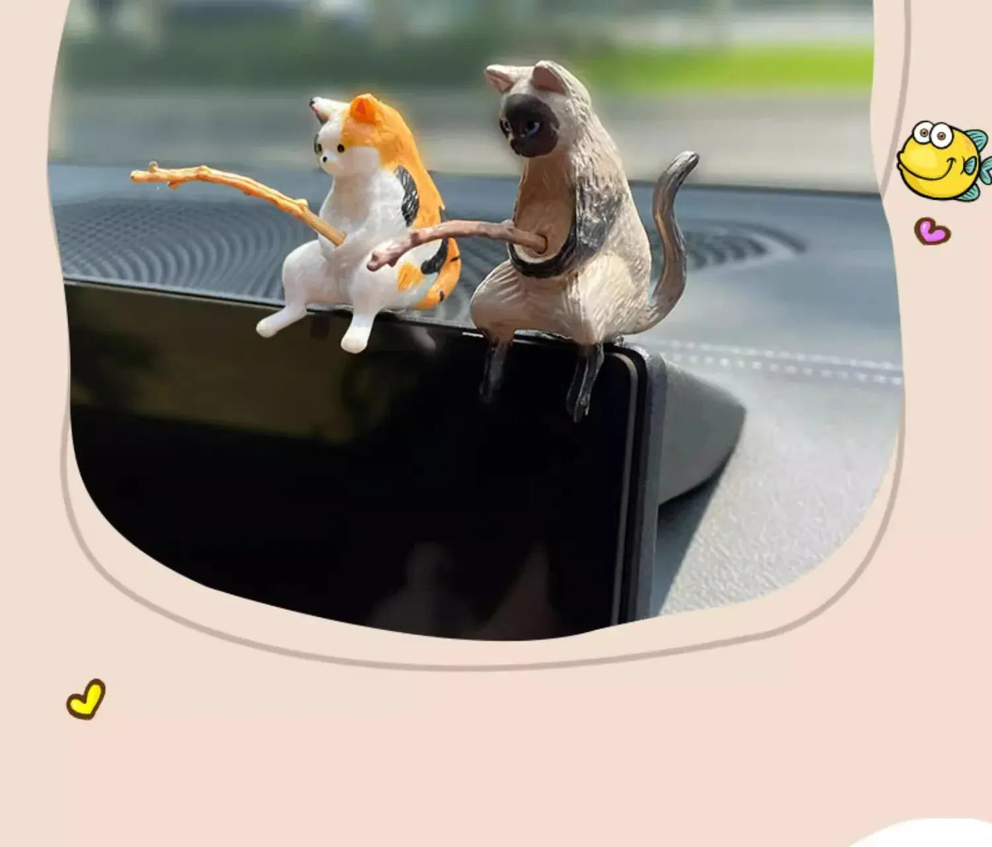 Gato Pescador Decoración Auto – Con gafas y pipa ¡Todo Chido!