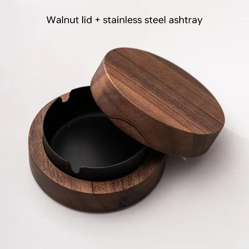 Cenicero Madera con Tapa – Acero inoxidable, oficina o casa ¡Todo Chido!