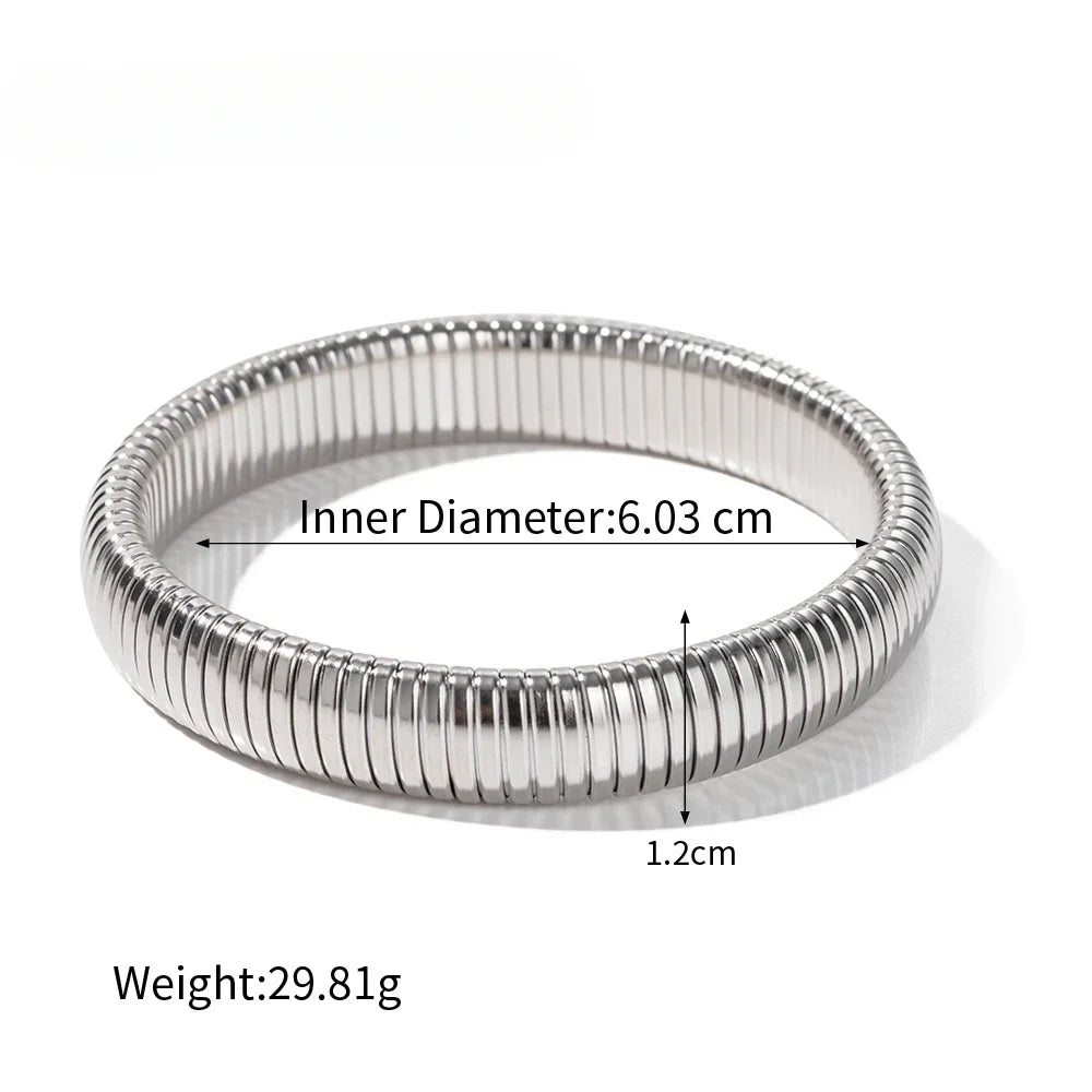 Brazalete de Acero Inoxidable Bañado en Oro 18k Tipo Serpiente