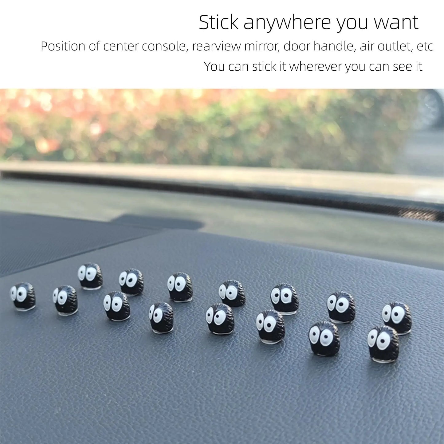 10PC Cartoon Big-Eyed Black Ball Car Interior Decorations