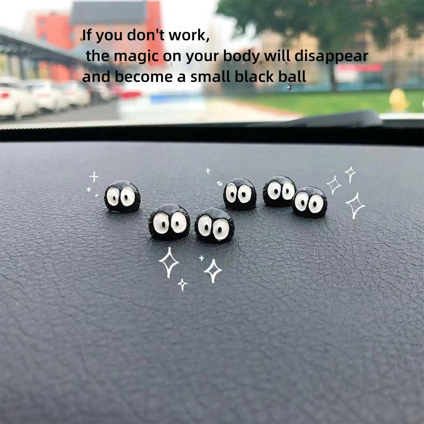 10PC Cartoon Big-Eyed Black Ball Car Interior Decorations