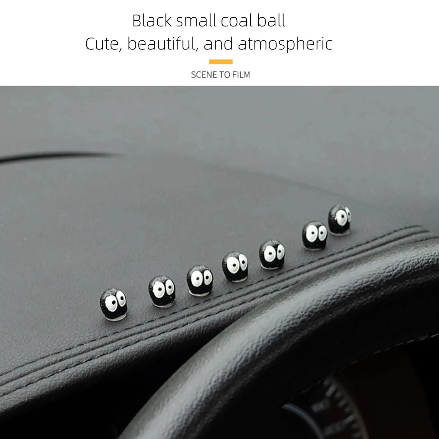 10PC Cartoon Big-Eyed Black Ball Car Interior Decorations