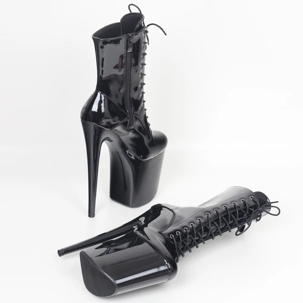 Botines de Plataforma 20 cm con Tacón Extremo – Estilo INS, Sexy para Pole Dance con Cierre Lateral - ¡Todo Chido!
