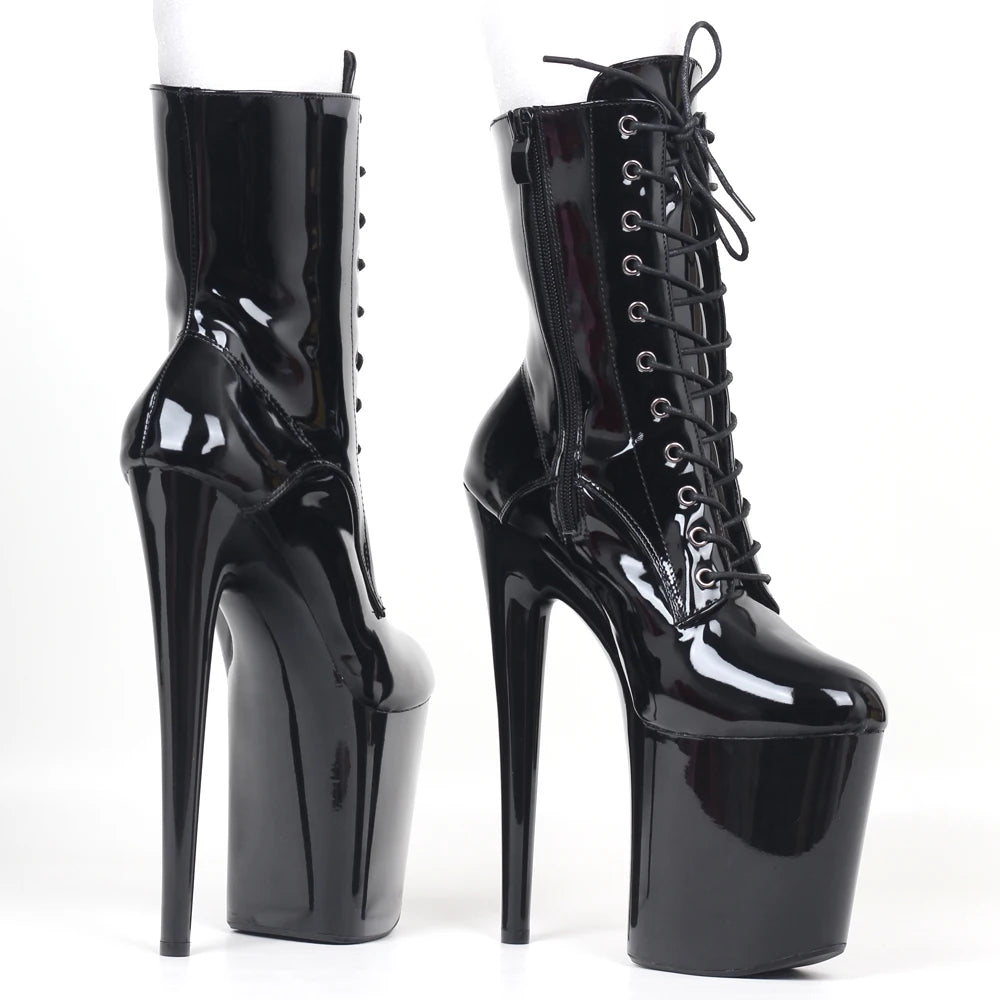 Botines de Plataforma 20 cm con Tacón Extremo – Estilo INS, Sexy para Pole Dance con Cierre Lateral - ¡Todo Chido!