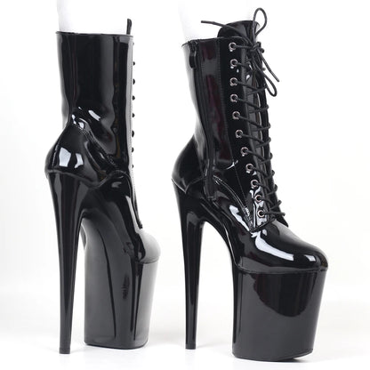 Botines de Plataforma 20 cm con Tacón Extremo – Estilo INS, Sexy para Pole Dance con Cierre Lateral - ¡Todo Chido!