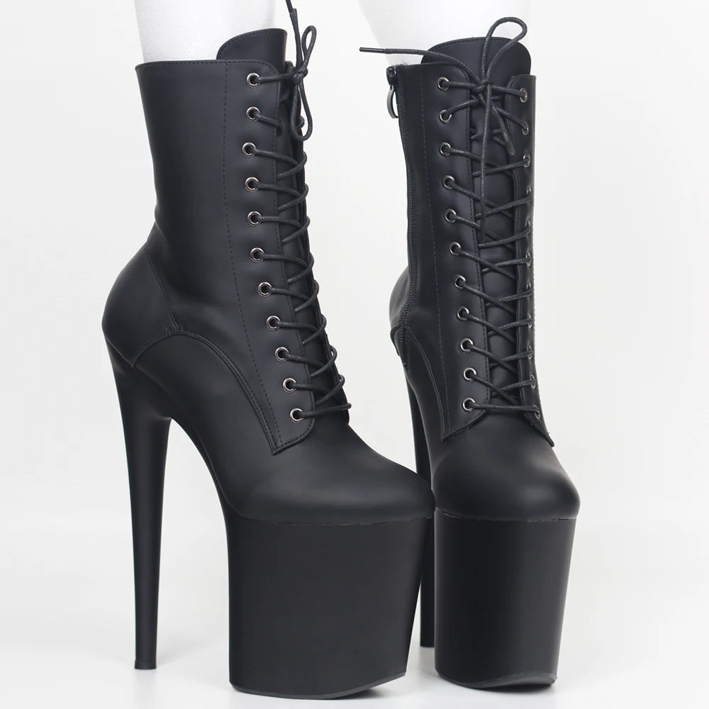 Botines de Plataforma 20 cm con Tacón Extremo – Estilo INS, Sexy para Pole Dance con Cierre Lateral - ¡Todo Chido!