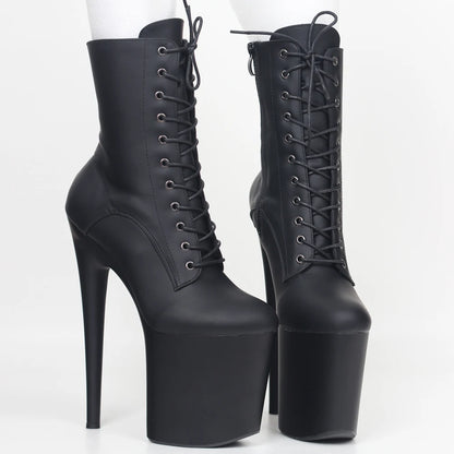 Botines de Plataforma 20 cm con Tacón Extremo – Estilo INS, Sexy para Pole Dance con Cierre Lateral - ¡Todo Chido!