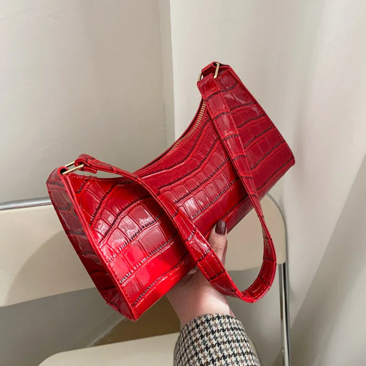 Bolso de Hombro Mujer Piel Sintética Estilo Cocodrilo