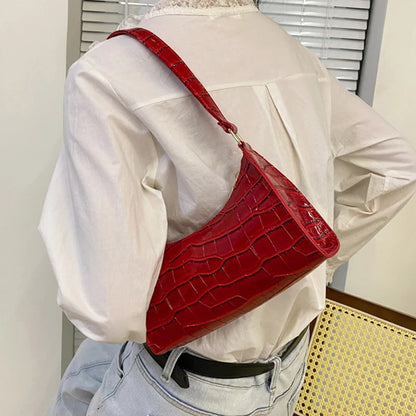 Bolso de Hombro Mujer Piel Sintética Estilo Cocodrilo