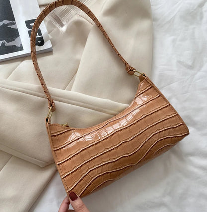 Bolso de Hombro Mujer Piel Sintética Estilo Cocodrilo
