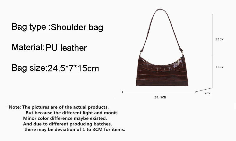 Bolso de Hombro Mujer Piel Sintética Estilo Cocodrilo