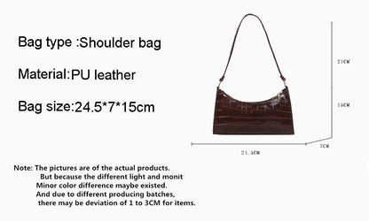 Bolso de Hombro Mujer Piel Sintética Estilo Cocodrilo
