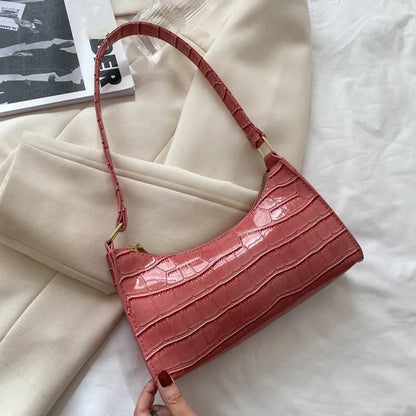 Bolso de Hombro Mujer Piel Sintética Estilo Cocodrilo