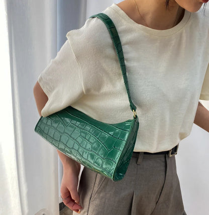Bolso de Hombro Mujer Piel Sintética Estilo Cocodrilo