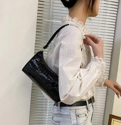 Bolso de Hombro Mujer Piel Sintética Estilo Cocodrilo