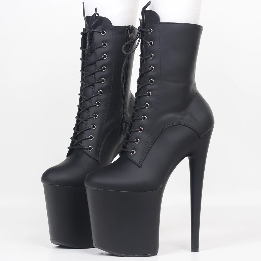 Botines de Plataforma 20 cm con Tacón Extremo – Estilo INS, Sexy para Pole Dance con Cierre Lateral - ¡Todo Chido!