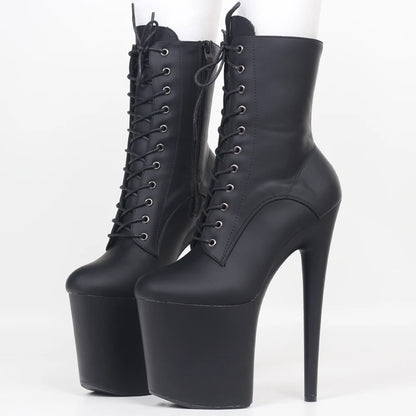 Botines de Plataforma 20 cm con Tacón Extremo – Estilo INS, Sexy para Pole Dance con Cierre Lateral - ¡Todo Chido!