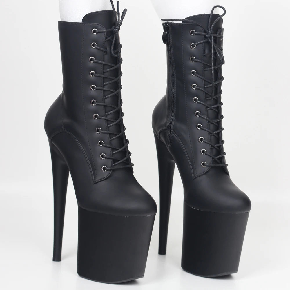 Botines de Plataforma 20 cm con Tacón Extremo – Estilo INS, Sexy para Pole Dance con Cierre Lateral - ¡Todo Chido!